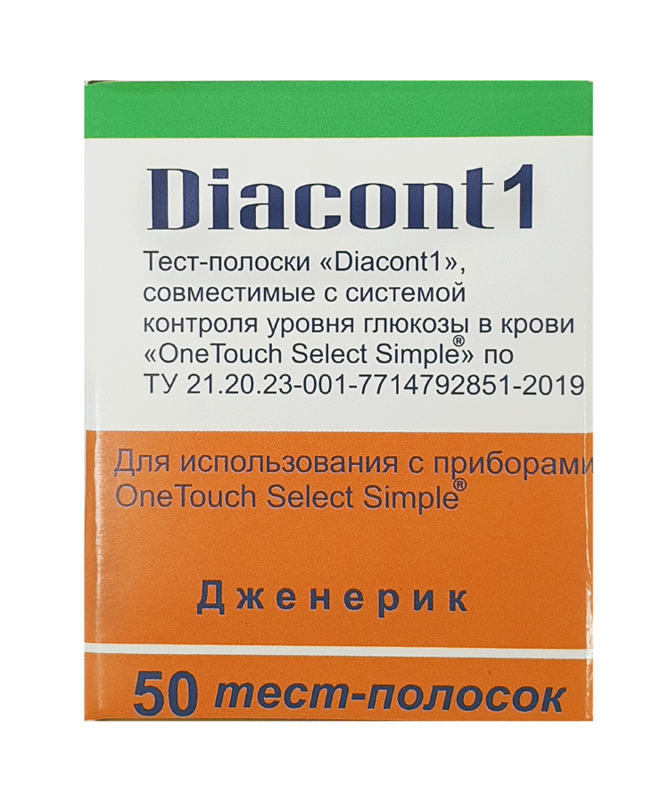 фото Тест-полоски Диаконт 1 для глюкометра OneTouch Select (50 штук) от АО Липецкмедтехника