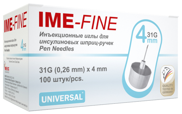 фото Иглы для инсулиновых шприц-ручек IME-FINE 31G x 4 мм  от АО Липецкмедтехника